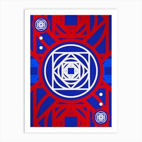 Geometric Glyph in White on Red and Blue Array n.0049 Art Print