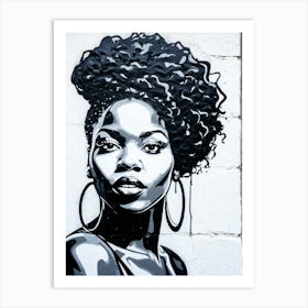 Graffiti Mural Of Beautiful Black Woman 99 Art Print