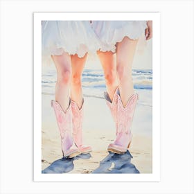 Cowgirls On The Beach 1 Art Print