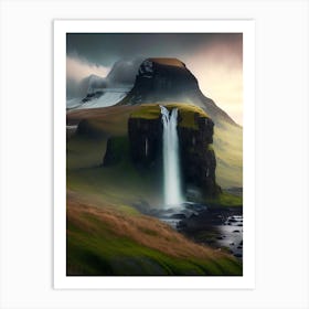 Kirkjufellsfoss, Iceland Realistic Photograph (3) Art Print