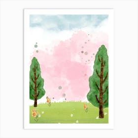 Watercolor Of Trees Art Print