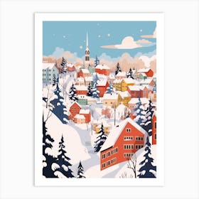 Retro Winter Illustration Helsinki Finland 2 Art Print