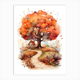 Cute Autumn Fall Scene 47 Art Print