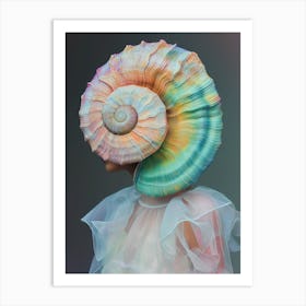 "Woman with Shell Crown in Colorful Portrait" Art Print