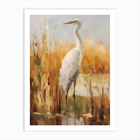 Bird Painting Egret 1 Art Print