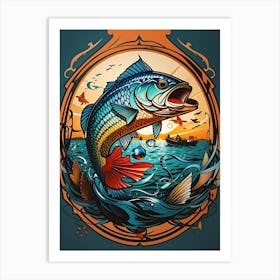 Portrait Of Getting Fish While Fishing Art Print