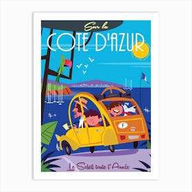 Cote D Azur Poster Blue Art Print