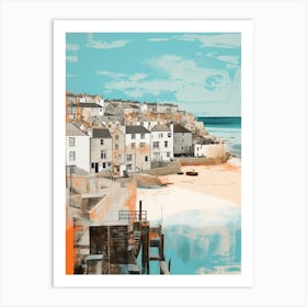 Abstract Illustration Of St Ives Bay Cornwall Orange Hues 4 Art Print