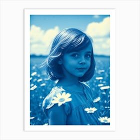 Little Girl In A Field Of Daisies Art Print