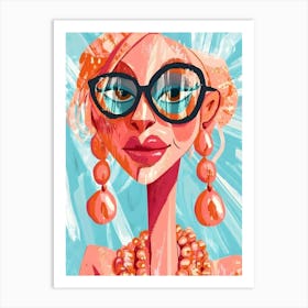 Woman In Glasses Art Print