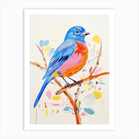Colourful Bird Painting Eastern Bluebird 1 Art Print
