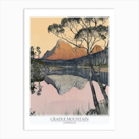 Cradle Mountain Australia Color Line Drawing 4 Poster Art Print