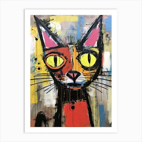 Urban Paws and Basquiat Claws: Black Cat Neo-expressionism Art Print