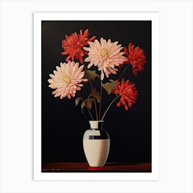 Bouquet Of Chrysanthemum Flowers, Autumn Fall Florals Painting 2 Art Print