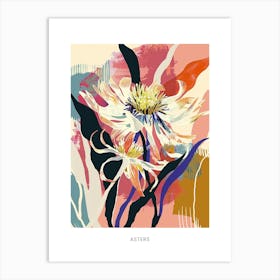 Colourful Flower Illustration Poster Asters 7 Art Print