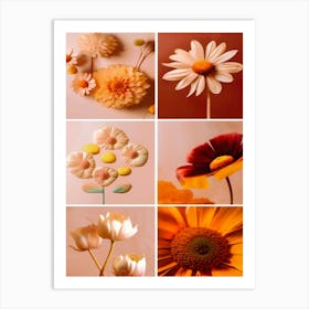 Fall Flowers, Collage, Autumn Collection Art Print