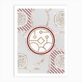 Geometric Glyph Abstract in Festive Gold Silver and Red n.0060 Art Print