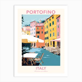 Portofino, Italy, Flat Pastels Tones Illustration 2 Poster Art Print