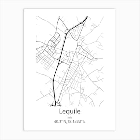 Lequile,Italy Minimalist Map Art Print