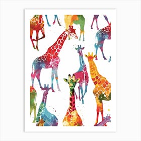 Giraffe Watercolour Pattern 3 Art Print