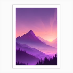 Misty Mountains Vertical Composition In Purple Tone 64 Art Print
