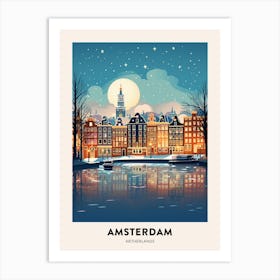 Winter Night  Travel Poster Amsterdam Netherlands 2 Art Print