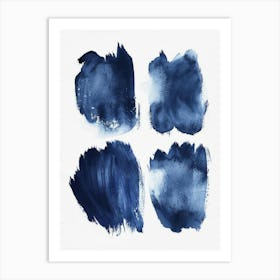 Blue Watercolor Brush Strokes 2 Art Print