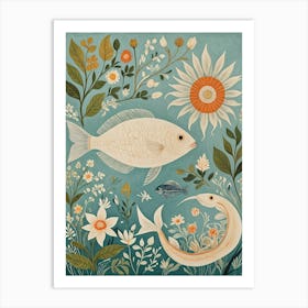 Fish And Flowers 1 Art Print