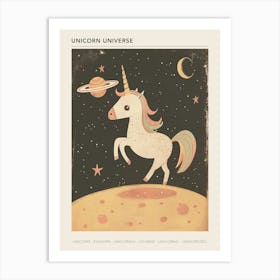 Unicorn In Space Muted Pastels 2 Poster Art Print