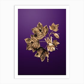 Gold Botanical Tulip Tree on Royal Purple n.2312 Art Print