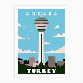 Ankara, Turkey — Retro travel minimalist poster Art Print