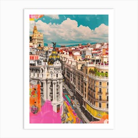 Madrid   Retro Collage Style 4 Art Print