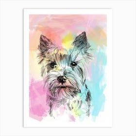 Yorkshire Terrier Dog Pastel Line Painting 4 Art Print