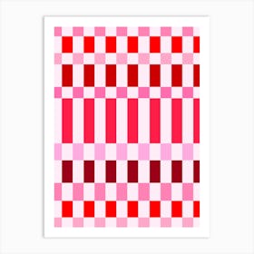 Checkered Pattern in Red and Pink Art Print