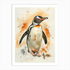 Humboldt Penguin Bartolom Island Watercolour Painting 3 Art Print