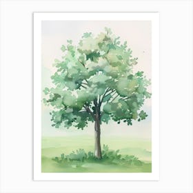 Apple Tree Atmospheric Watercolour Painting 3 Art Print