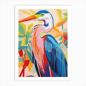 Colourful Bird Painting Great Blue Heron 5 Art Print