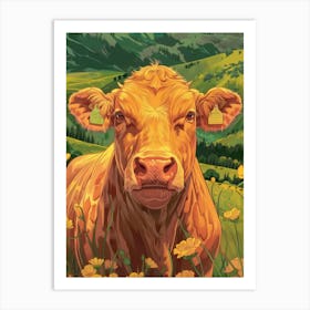 Cow In The Meadow Art Print