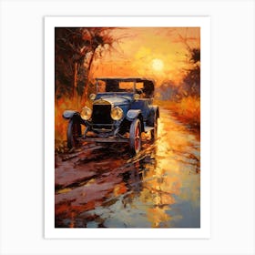 Old Car At Sunset 2 Art Print