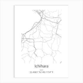 Ichihara,Japan Minimalist Map Art Print