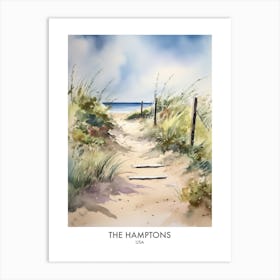 The Hamptons 1 Watercolour Travel Poster Art Print