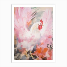 Pink Ethereal Bird Painting Rooster 1 Art Print