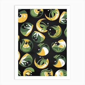 Green And Yellow Pattern - olives poster, kitchen wall art Art Print