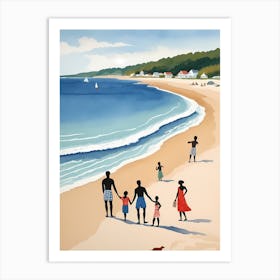 People On The Beach Painting (24) Art Print