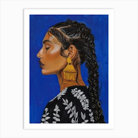 Woman With Braids 2 Art Print