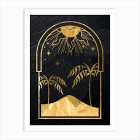 Mystical Gold Moon: Sun & desert Art Print