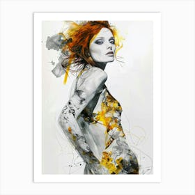 Abstract Painting of a Futuristic Woman Art Print