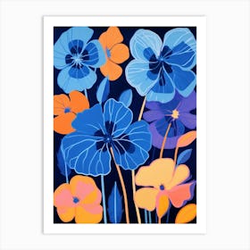 Blue Flower Illustration Nasturtium 4 Art Print