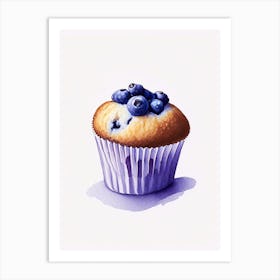 Blueberry Muffin Dessert Retro Minimal 1 Flower Art Print