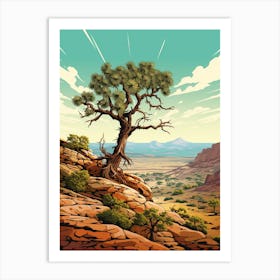  Retro Illustration Of A Joshua Tree In Rocky Landscape 3 Art Print